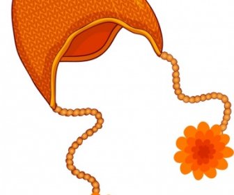 赤ちゃん帽子オレンジ色のアイコンの 3 D デザイン