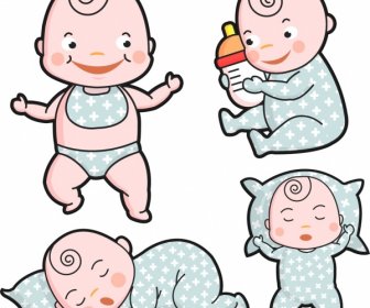 Iconos Del Bebé Colección Personajes Lindos De Dibujos Animados