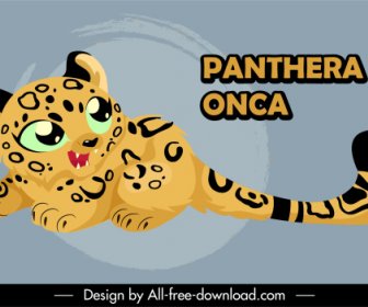 Baby Jaguar Symbol Niedliche Cartoon-Skizze