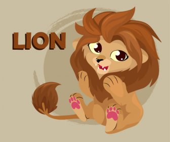 赤ちゃんライオンアイコンかわいい漫画のキャラクタースケッチ