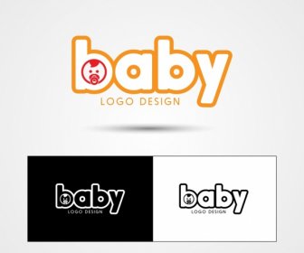 Bayi Logotype Set Anak Ikon Teks Desain
