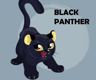 Baby Panther Icon Cartoon Character Sketch
