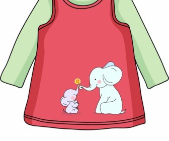 Bebé Camiseta Plantilla Elefantes Lindo Icono Decoración