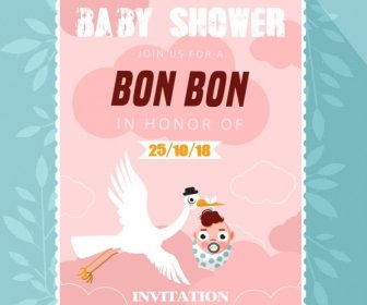 Baby Shower Card Fundo Kid ícone Rosa Decoração