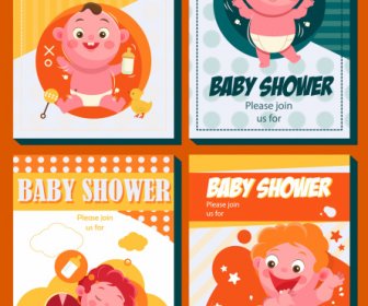 Baby Shower Szablony Karta Kolorowy Słodkie Dzieci Wystrój