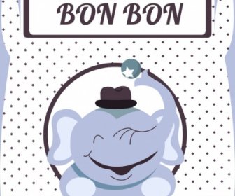 Baby Shower Invitation Card Cute Elephant Icon Decor