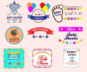 Bayi Mandi Label Koleksi Vektor Dengan Berbagai Gaya