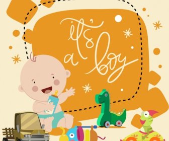 Baby Dusche Plakat Kind Spielzeug Symbole Cartoon-design