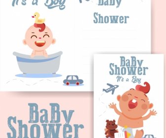 Baby душ шаблоны милый малыш классический дизайн иконок