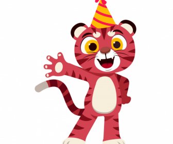ребенок тигр значок милый стилизованный дизайн мультфильма