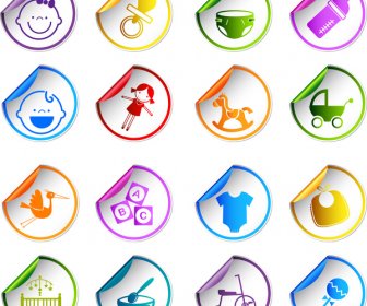 Baby Toy Care Sticker Icons