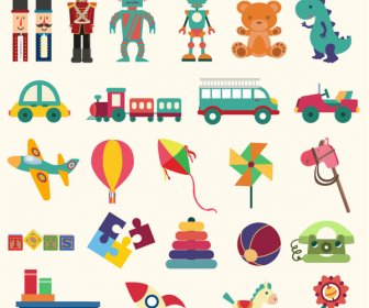 Baby Toys Sets Vector Illustration In Flat Style