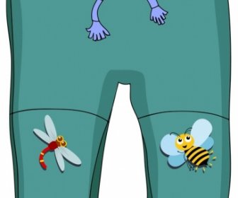 Baby Trousers Template Cute Dragonfly Bee Icons Decor