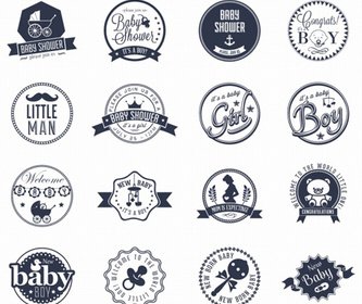 Baby Vintage Badge With Labels Vector