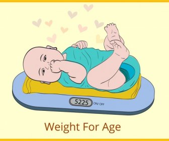かわいい赤ちゃん体重図面着色漫画デザイン