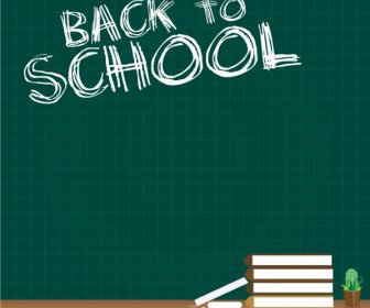 Back To School Background Chalkboard Texts Books Icon