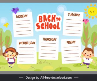 back to school banner timetable pupils sketch