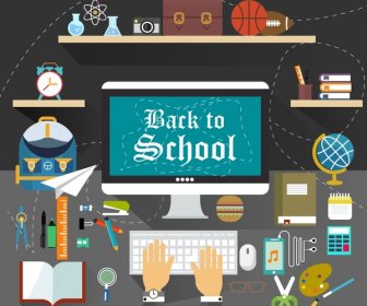 Back To School Infographic With Learning Tools Illustration