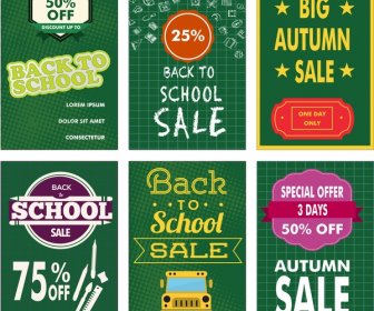 Zurück Zu Schule Verkauf Banner Design Mit Grün