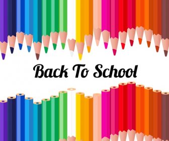 Back To School Template With Various Colorful Pencils