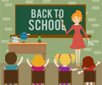 Zurück Zu Schule Lehrer Und Schüler Themenentwurf