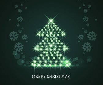 Background For Shiny Stars Christmas Tree Reflection Colorful Illustration Vector