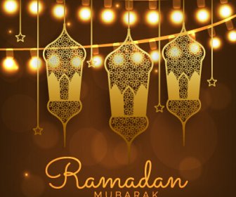 Latar Belakang Ramadan Mubarak Vektor Desain Set