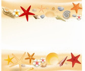 Background With Seashells And Starfishes