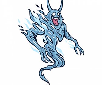 Böse Geist Symbol Dynamische Karikatur Skizze Schreckliches Design