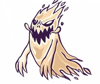ícone Fantasma Ruim Assustador Esboço Dinâmico Dos Desenhos Animados