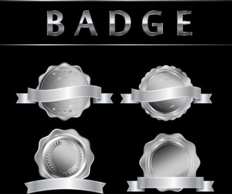 Badge Icons Collection Shiny Silver Design