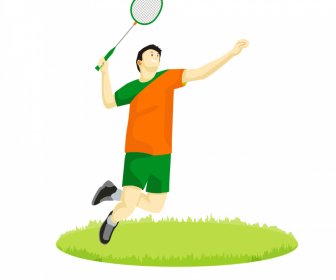  Badminton Player Symbol Dynamic Cartoon Sketch -2