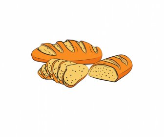 baguette bread icon handdrawn retro outline