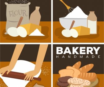 Elementy Projektu Piekarnia Mąki Przybory Kuchenne Chleb Ikony