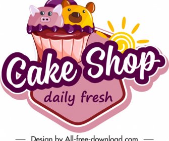 ベーカリーラベルテンプレートクリーミングカップケーキの装飾カラフルなフラット