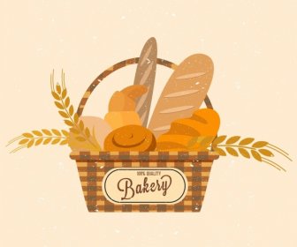 Desain Logo Roti Keranjang Roti Barley Ikon Dekorasi