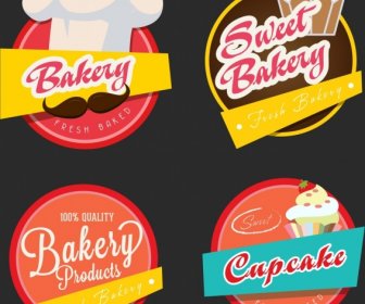 пекарня логотипы красочный круг дизайн торт тексты декор