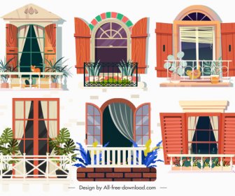 Balcony Templates Colorful Modern Classic Sketch