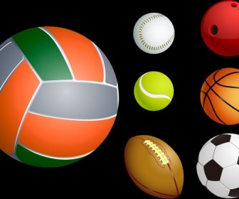 Ball Icons Collection Realistic Design