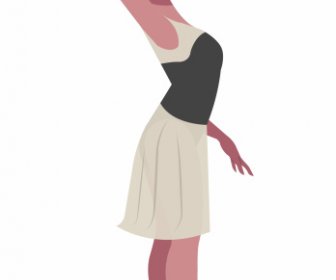 Icono De Bailarina Hermosa Chica Boceto Personaje De Dibujos Animados