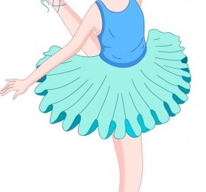 Ballerina Icon Colored Cartoon Character