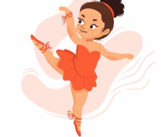 راقصة الباليه رمز الرقص لفتة لطيف رسم شخصية الكرتون