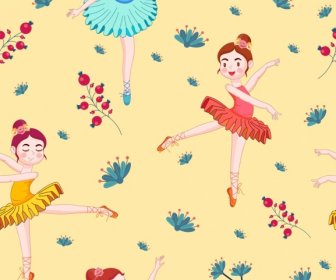 Desenho De Bailarina Padrão Bonito Dança Menina Decoração Desenho Animado