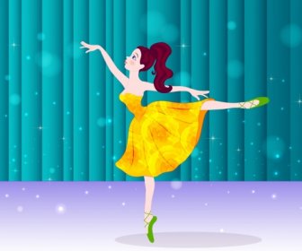 ícone Dançarina De Uma Decoração Colorida Espumante Balé Dança Fundo