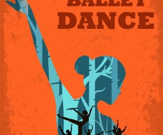 Балета танцев плакат силуэт ретро стиль украшения