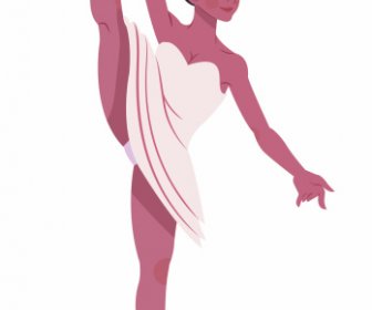 Ballet Dancer Icon Cartoon Character Sketch Dynamic Design