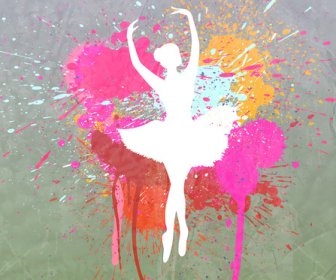 Ballet Girl Silhouette In Grunge Background