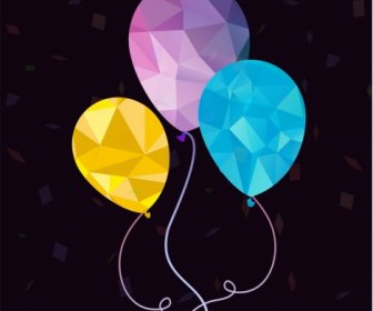 воздушный шар фон полигональных синий фиолетовый желтый дизайн