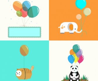 Ballon-Hintergrund Setzt Teppich Elefant Katze Panda Dekoration