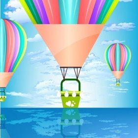 Balloon Festival Banner Colorful Flying Objects Decoration